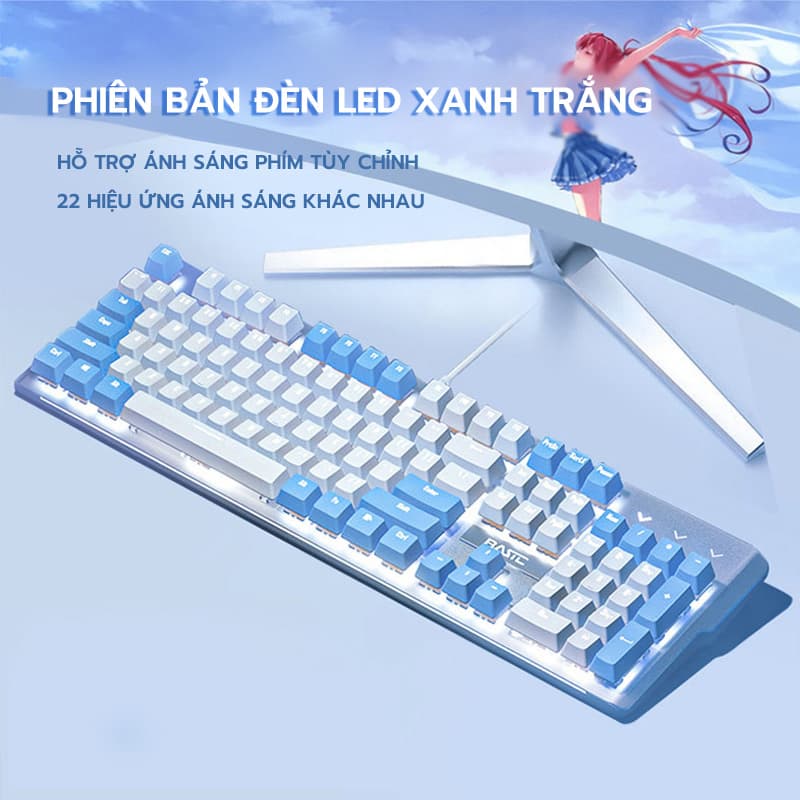 Bàn phím cơ onikuma gaming có dây Blue/ red Switch 104 / 87 phím có đèn RGB màu trắng xanh/tím dành cho máy tính/lapto