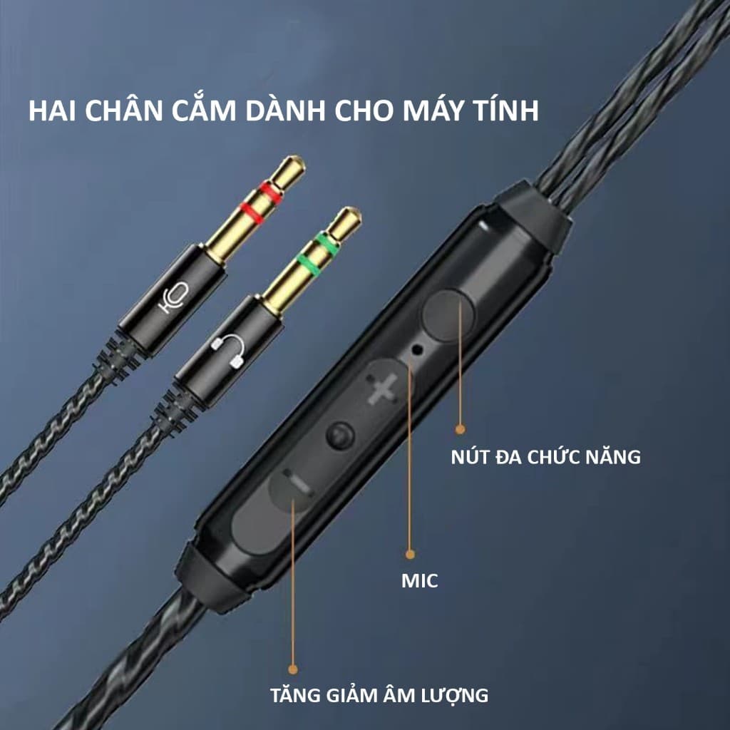 Tai Nghe PC M35 Gaming Có Dây in Ear Dây Dài 2,5m Có Mic Đàm Thoại Jack Cắm Đôi 3.5mm CLUBLU-OUTLETS