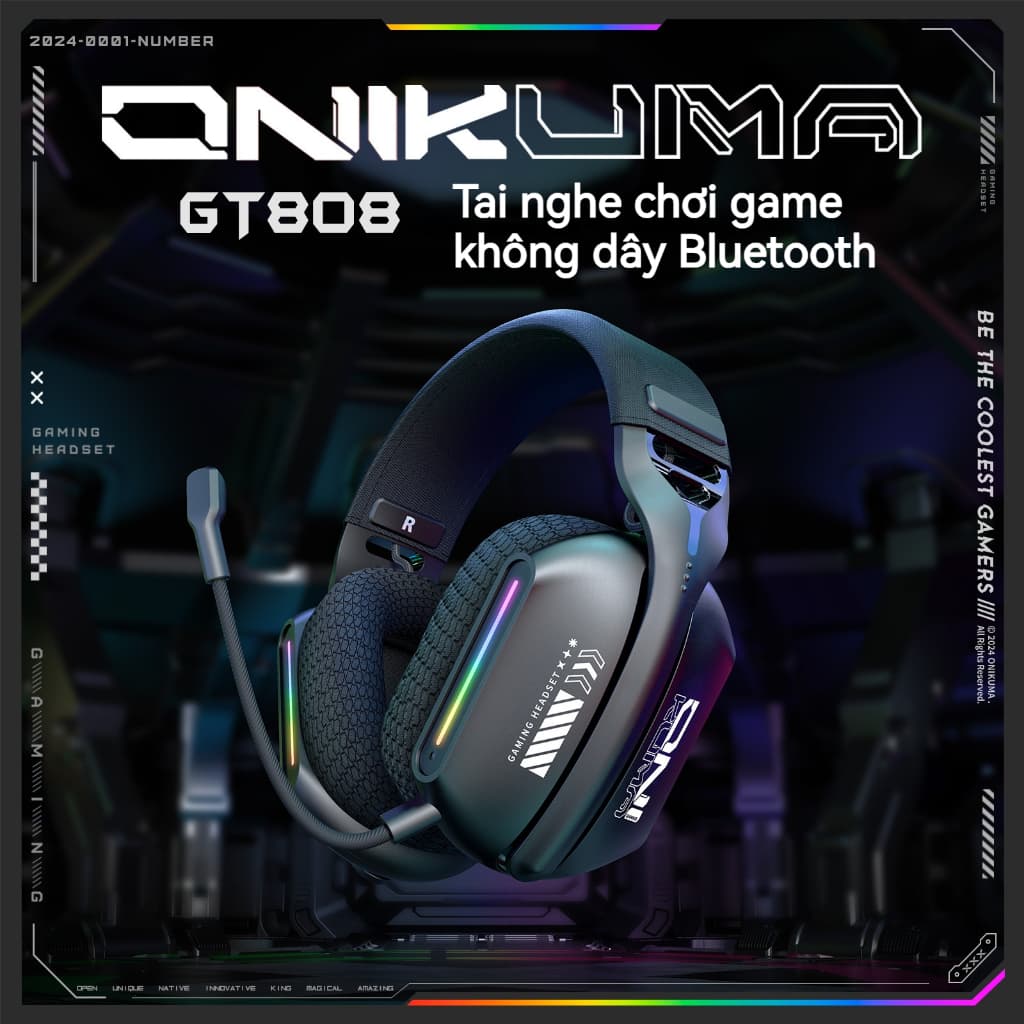 Tai nghe chơi game không dây Bluetooth/USB 2.4G/Có dây ONIKUMA GT808 LED RGB Kết nối với máy tính/điện thoại laptop/ipad