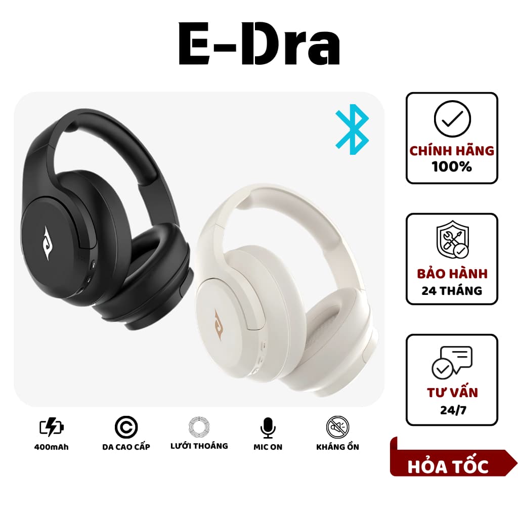Tai Nghe Chụp Tai Bluetooth EDRA EH607B, Tai Nghe Không Dây Có Mic - Bảo Hành Chính Hãng 24 Tháng