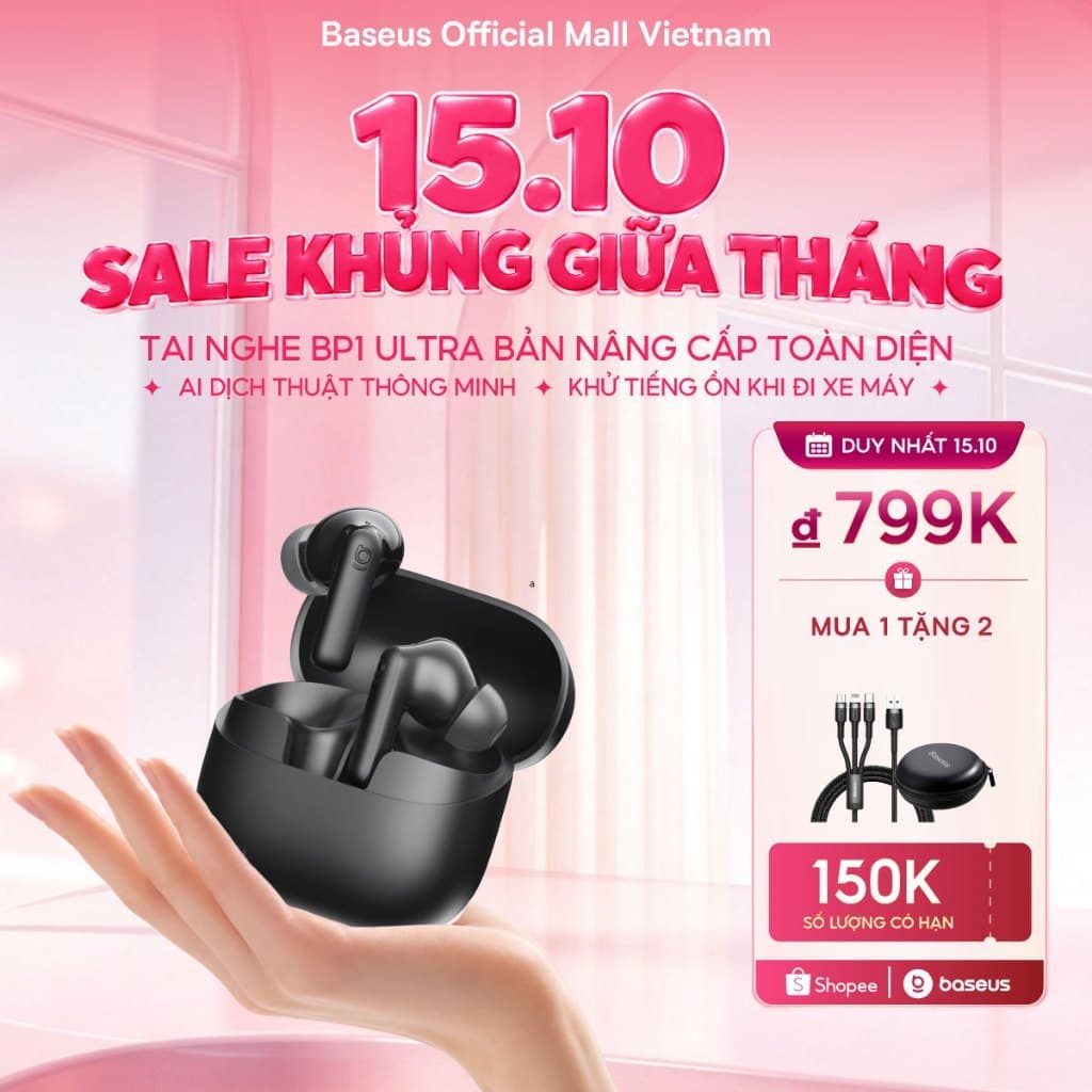 [SIÊU PHẨM AI - MUA 1 TẶNG 2 ] Tai Nghe BP1 Ultra Tích Hợp AI Dịch Thuật Thông Minh,Khử Tiếng Ồn Khi Đi Xe Máy