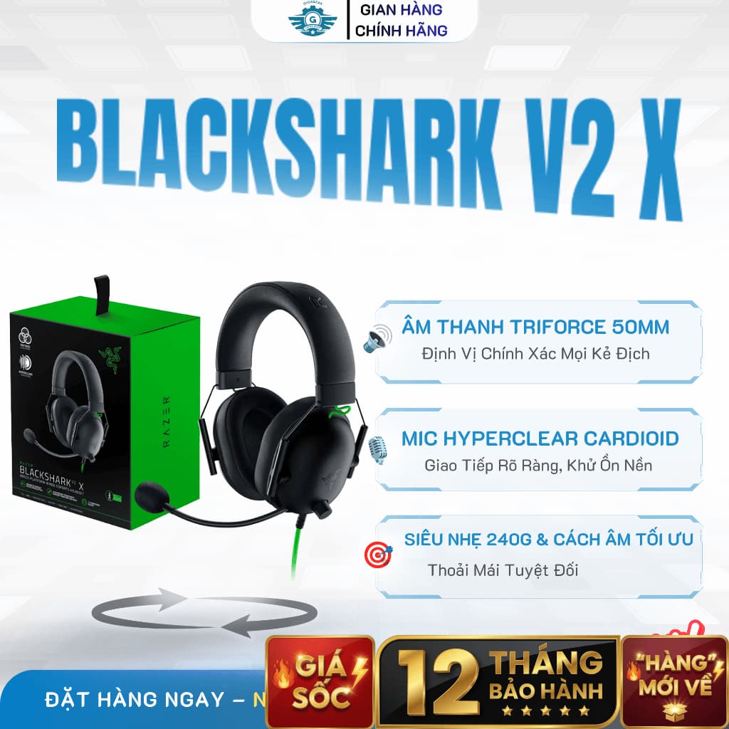 Tai nghe Razer BlackShark V2 X 7.1 Surround