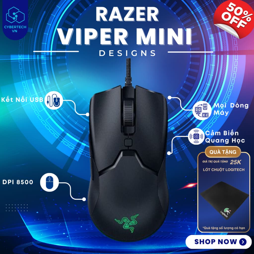 Chuột gaming Razer Viper Mini siêu nhẹ